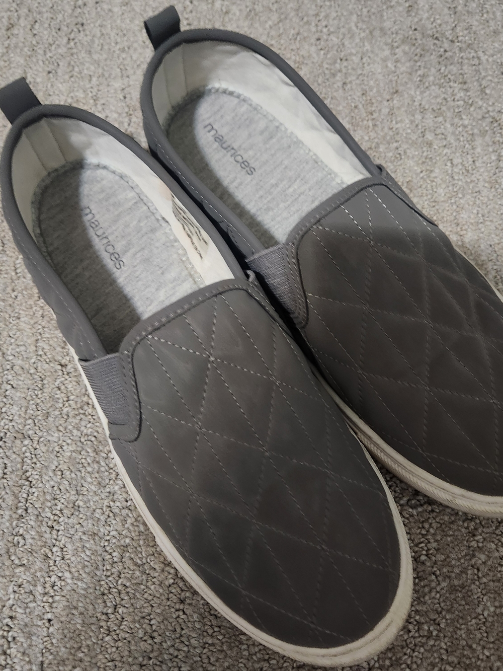 Maurices Women 's Quilted Gray Slip-On Loafers